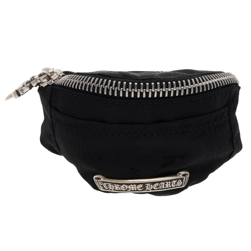 クロムハーツ Chrome Hearts   WRISTHER SNAT PACK スナットパックナイロンレザーブレスレット(黒いこと×しろがね色 総掛け目57.61g)【806062】【GZ11】【小物】【中古】bb437#rinkan*S