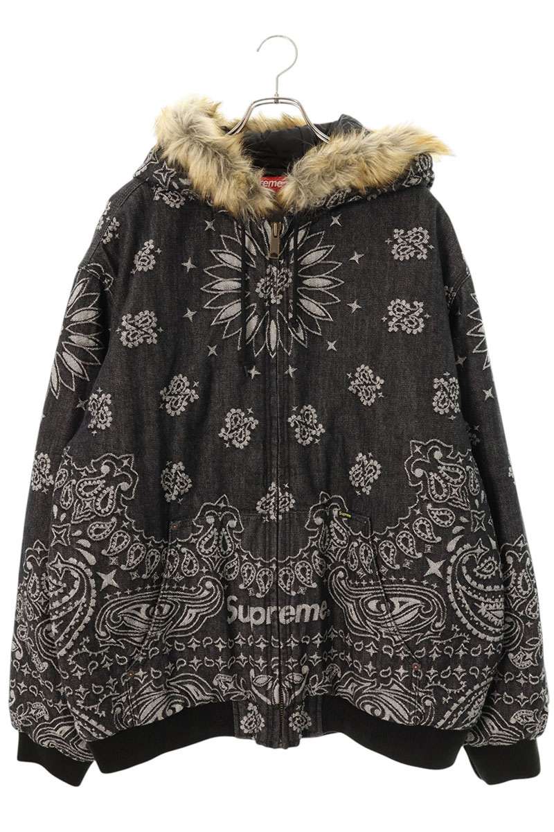 シュプリーム SUPREME 大きさ:XXL  25SS  Bandana Jacquard Denim Hooded Work Jacket バンダナジャガードデニムフードワークジャケットブルゾン(黒いこと)【606062】【BS99】【メンズ】【中古】bb51#rinkan*A