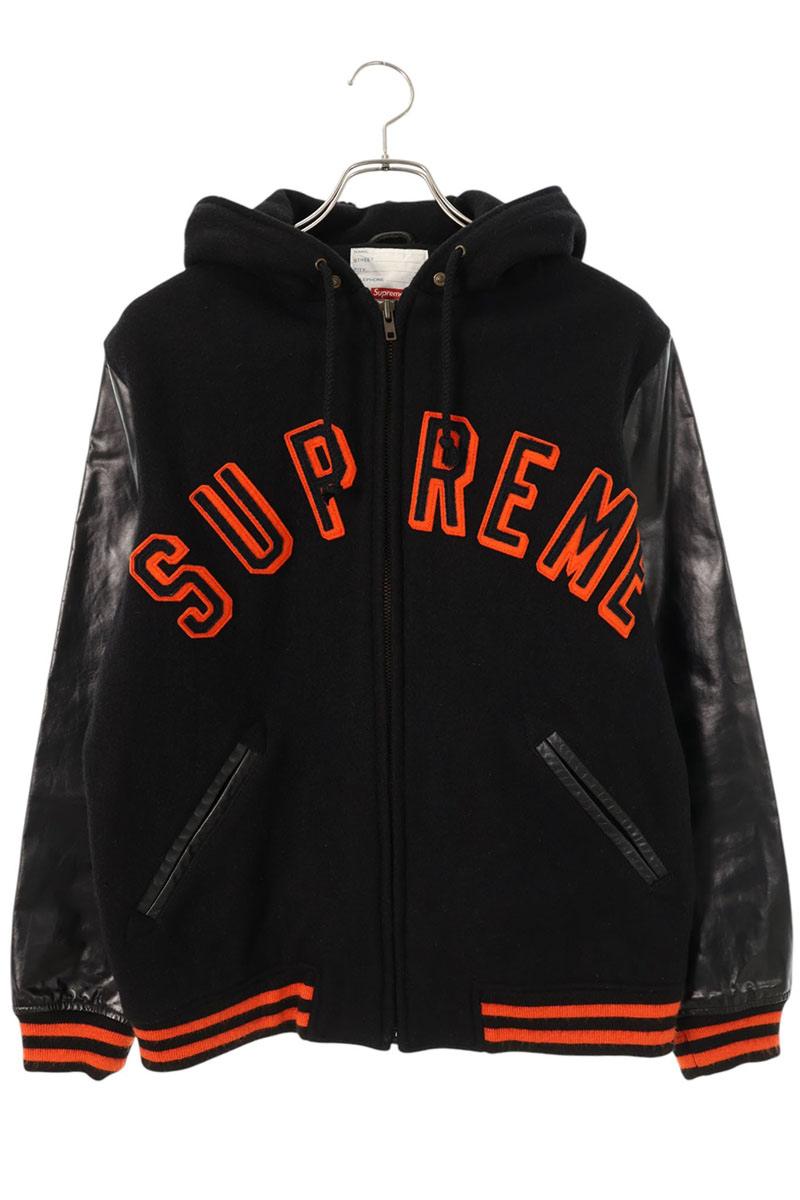 シュプリーム SUPREME 大きさ:M  12AW  Hooded Varsity Jacket フーデッドバーシティブルゾン(黒いこと)【606062】【BS99】【メンズ】【中古】bb127#rinkan*B