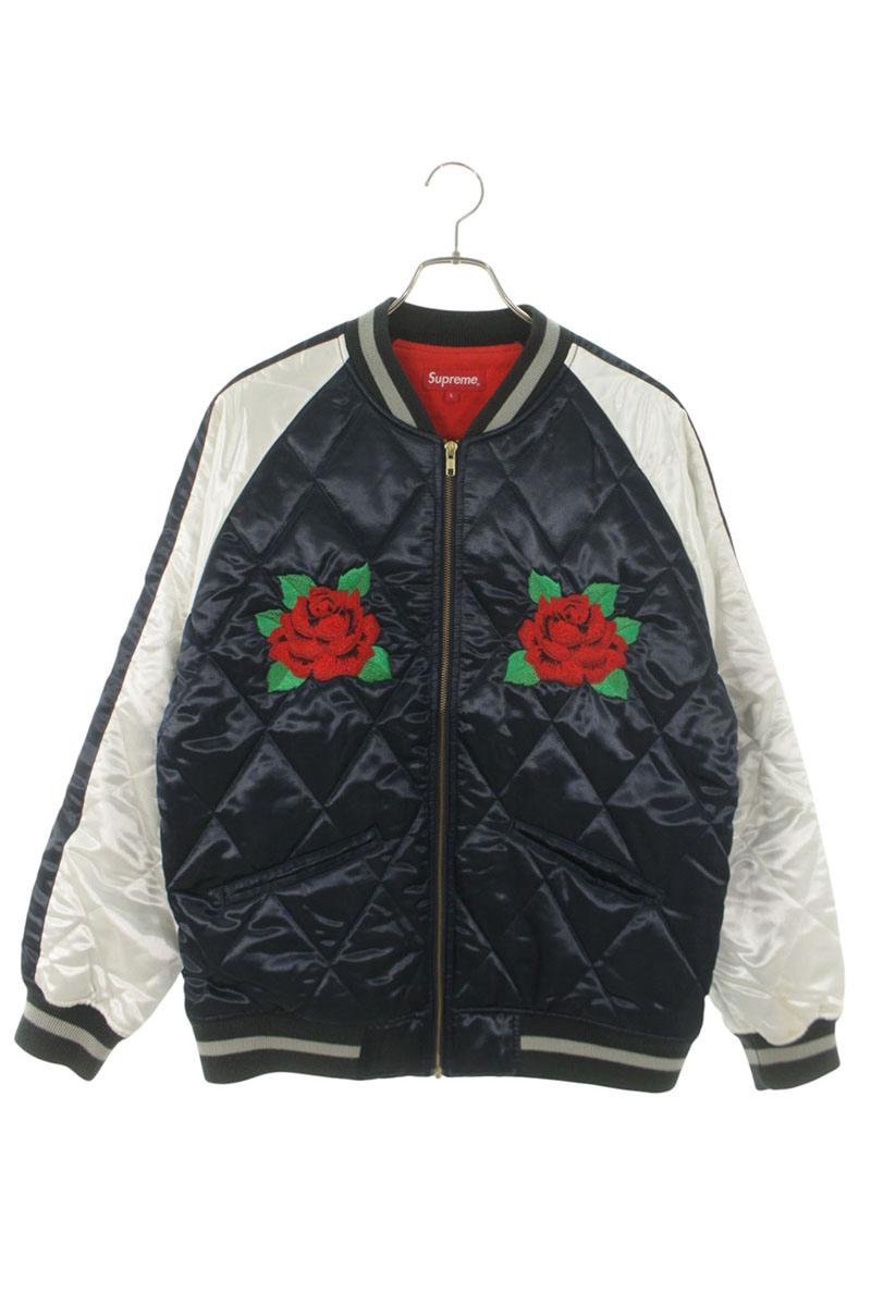 シュプリーム SUPREME 大きさ:L  13AW  Rose Quilted bomber jacket ローズキルテッドボンバーブルゾン(米国海軍)【606062】【BS99】【メンズ】【中古】bb127#rinkan*C
