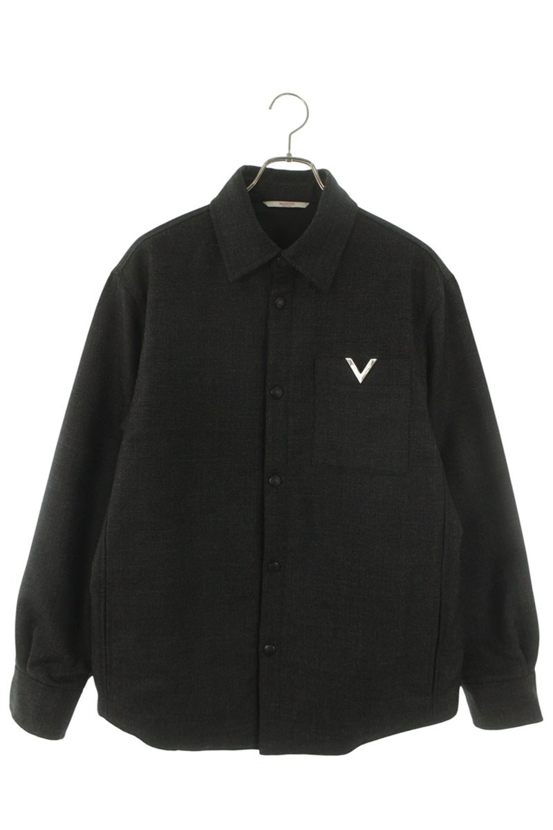 ヴァレンティノ VALENTINO サイズ:44 5V3CIO068JB メタリックVディテール ウールブルゾン(グレー)【806062】【BS99】【メンズ】【中古】bb356#rinkan*B|RINKAN