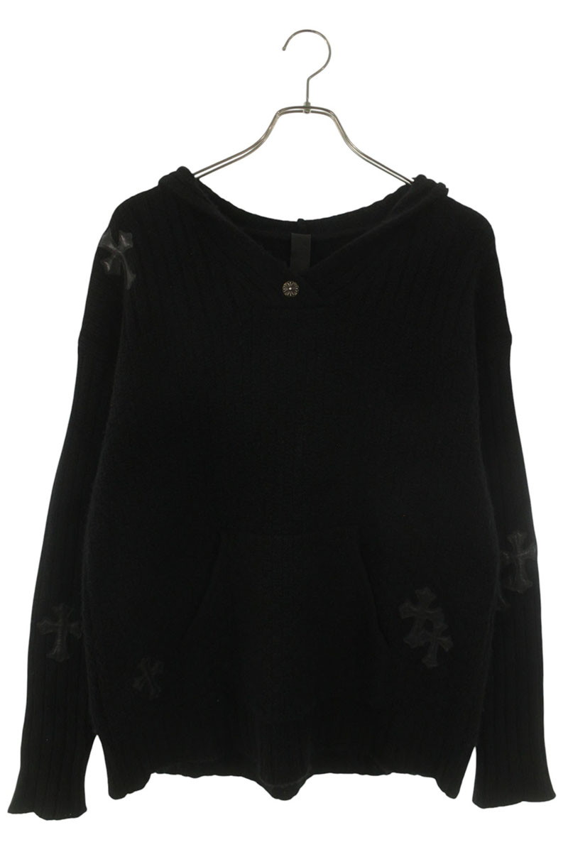 クロムハーツ Chrome Hearts  継ぎ切れ付き添い人カシミールパーカー(黒いこと×しろがね色)【706062】【SJ02】【メンズ】【中古】bb396#rinkan*B