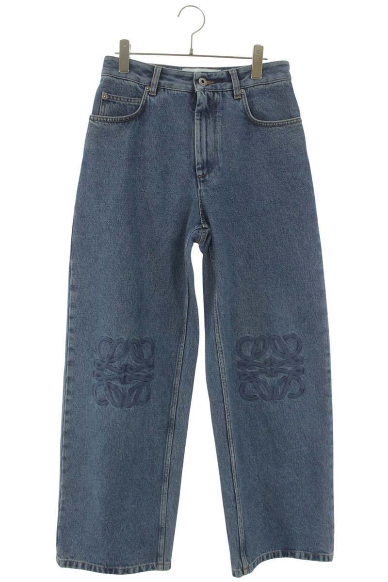 ロエベ LOEWE サイズ:36 S359Y11XEC アナグラム刺繍バギーデニムパンツ(インディゴ)【806062】【OM10】【レディース】【中古】bb205#rinkan*B|RINKAN