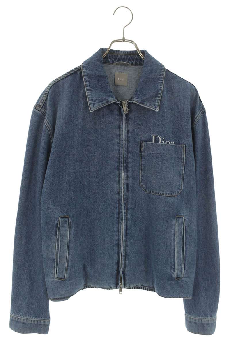 クリスチャンディオール DIOR 大きさ:48  26SS  683D487A3062 ロゴタイプ刺しゅうジップアップデニムジャケット(インディゴ)【906062】【SB01】【メンズ】【新古品】bb78#rinkan*N