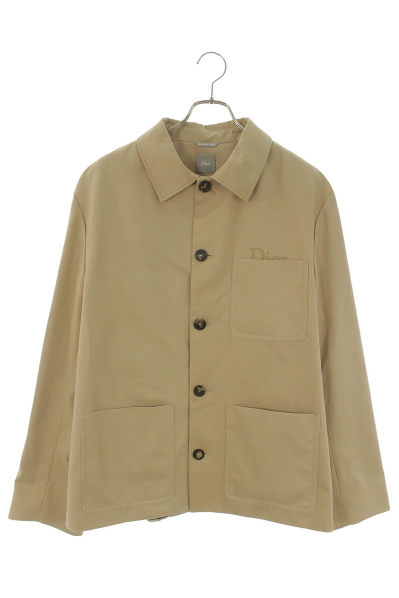 クリスチャンディオール DIOR 大きさ:50  26SS  683C208A3098 ロゴタイプ刺しゅうワークウェアジャケットブルゾン(ベージュ)【906062】【SB01】【メンズ】【新古品】bb78#rinkan*N