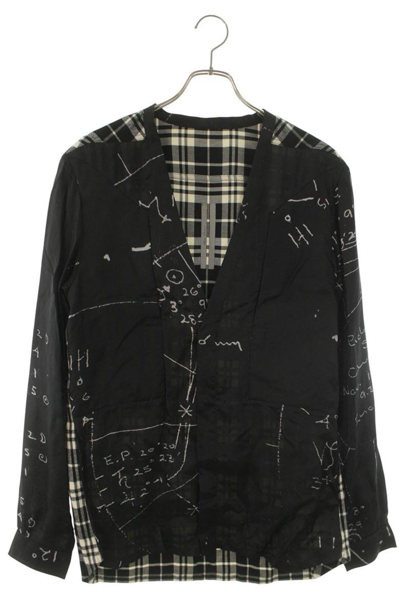 リックオウエンス Rick Owens　サイズ:48 26SS RU01F2290-KP1CP 素材切り替えラリー長袖シャツ(ブラック&times;ホワイト)【906062】【SB01】【メンズ】【新古品】bb78#rinkan*N ｜RINKAN 89,540円