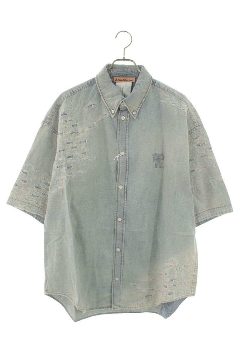 アクネストゥディオズ ACNE STUDIOS　サイズ:48 26SS BB0679 リペアデニム半袖シャツ(インディゴ)【906062】【SB01】【メンズ】【新古品】bb78#rinkan*N ｜RINKAN
