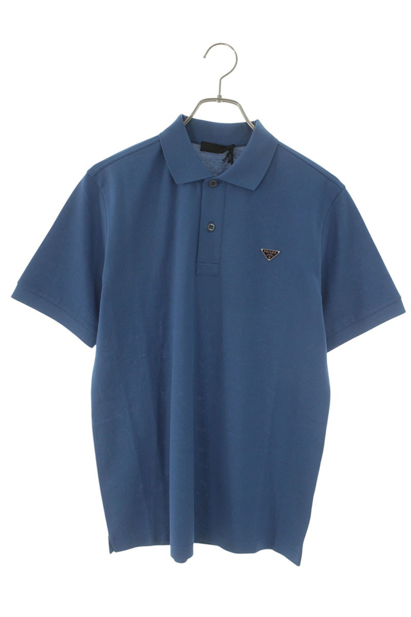 プラダ PRADA　サイズ:S 26SS UJN444 トライアングルプレートポケ半袖ポロシャツ(ブルー)【906062】【SB01】【メンズ】【新古品】bb78#rinkan*N ｜RINKAN