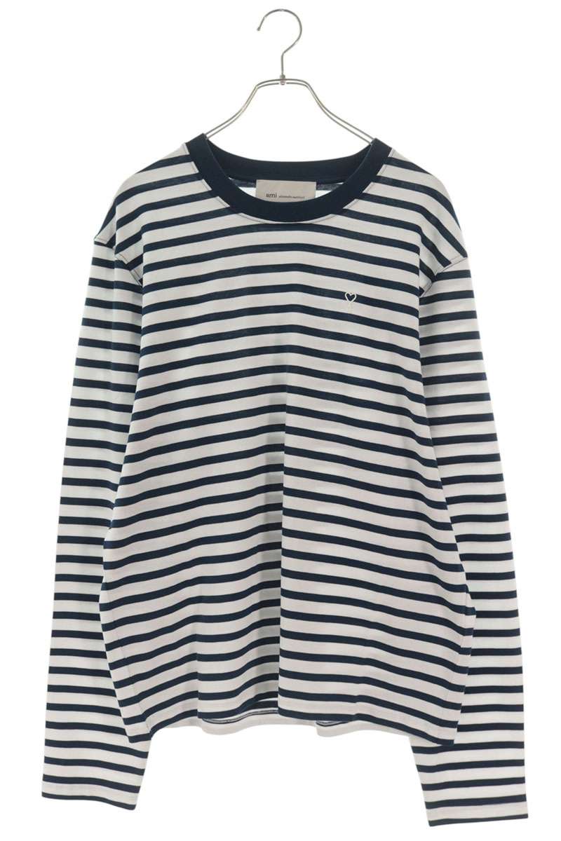 アミアレクサンドルマテュッシ AMI Alexandre Mattiussi 大きさ:XXL  26SS  UTS375 ハート型A刺しゅう間借り人長袖カットソー(青色×白いこと)【906062】【SB01】【メンズ】【新古品】bb78#rinkan*N