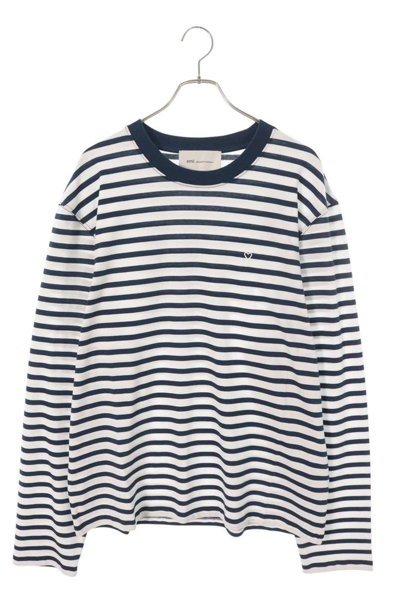 アミアレクサンドルマテュッシ AMI Alexandre Mattiussi 大きさ:XXL  26SS  UTS375 ハート型A刺しゅう間借り人長袖カットソー(青色×白いこと)【806062】【SB01】【メンズ】【新古品】bb78#rinkan*N