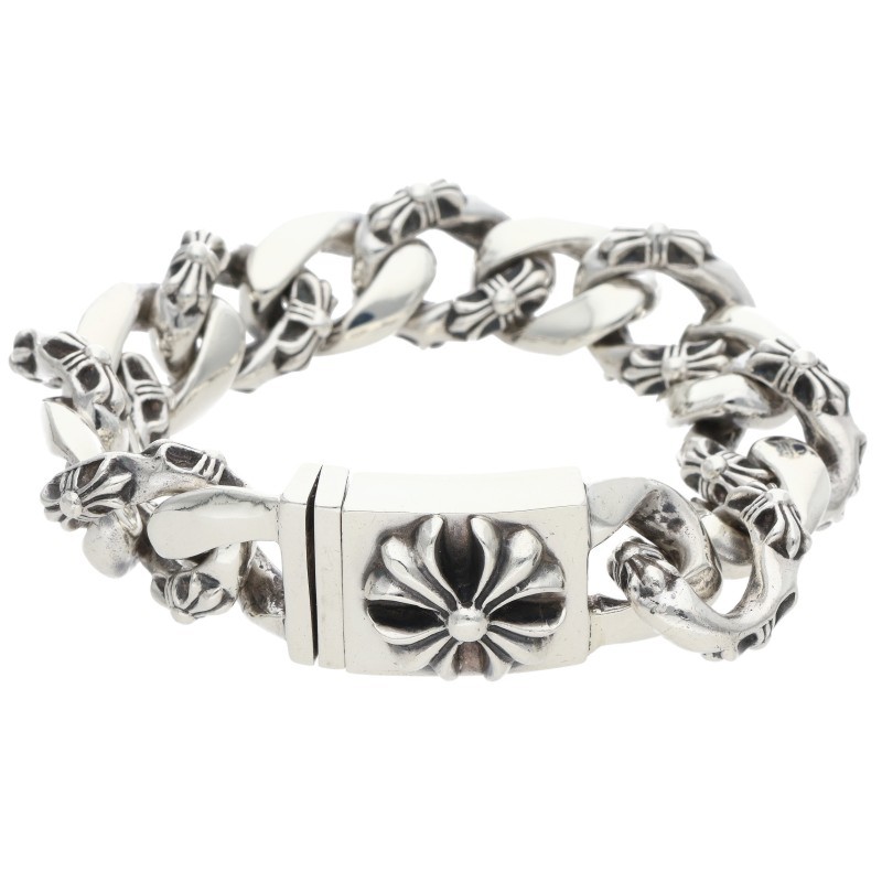 クロムハーツ Chrome Hearts　サイズ:13LINK FANCY LRG3 CHXラージボックスID シルバーブレスレット(シルバー 100.36g)【116062】【OK15】【小物】【中古】bb462#rinkan*B ｜RINKAN