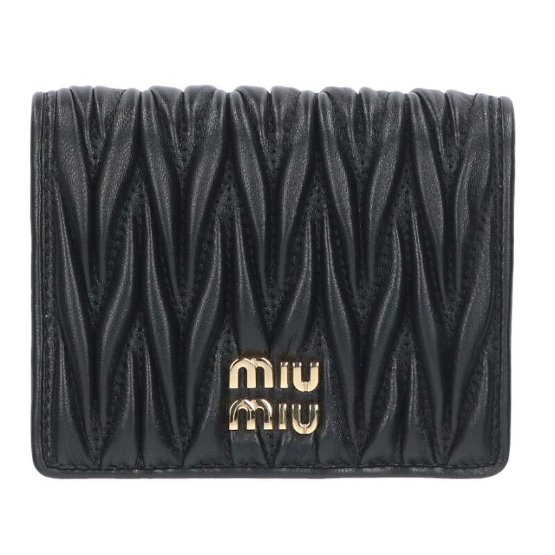 ミュウミュウ miumiu 大いさ:UNI  5MV204 AFPP マトラッセ2つ折り銭入れ(黒いこと)【806062】【SB01】【小物】【新古品】bb78#rinkan*N