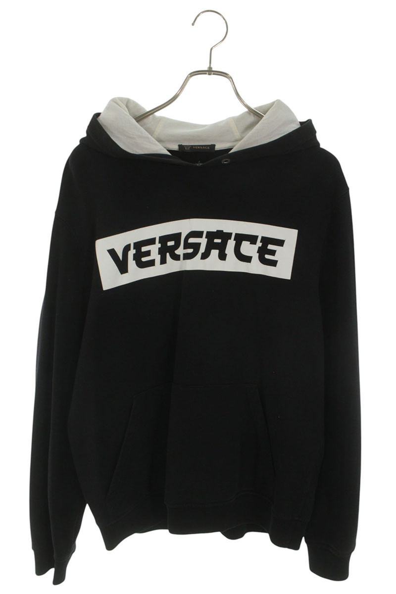 ヴェルサーチェ Versace　サイズ:XL A83840 フロントロゴパーカー(ブラック)【316062】【BS99】【メンズ】【中古】bb334#rinkan*C｜RINKAN