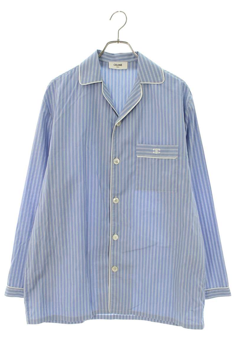 セリーヌ CELINE 大きさ:48  2C73A870V.07CJ 縞模様パジャマ長袖プルオーバー(点火装置青色×白いこと)【016062】【SB01】【メンズ】【中古】bb212#rinkan*B