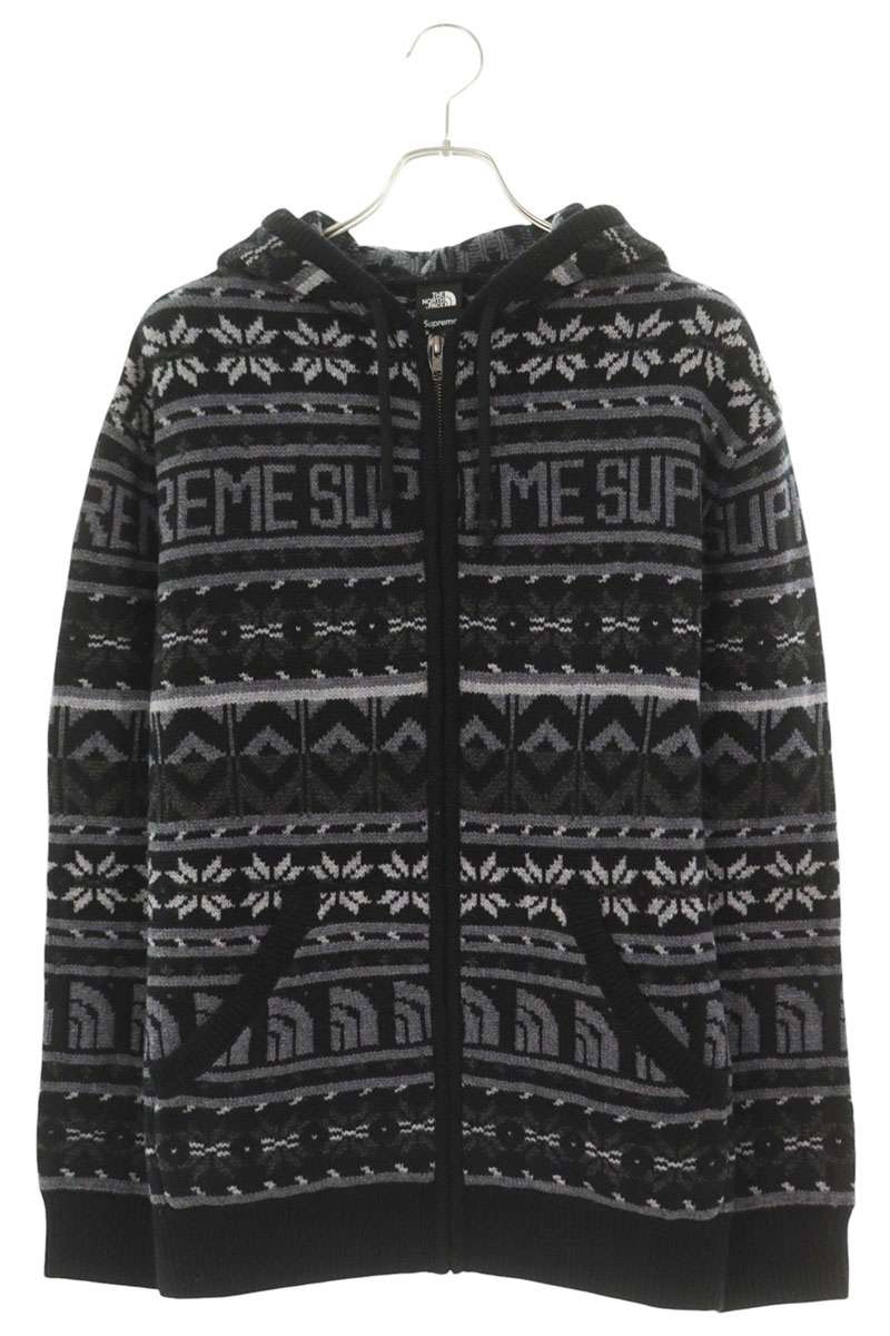 シュプリーム SUPREME ×北の方人間の顔 THE NORTH FACE 大きさ:L  22AW  腫瘍壊死因子 Zip Up Hooded sweater フーデッドジップアップニット(黒いこと)【416062】【BS99】【メンズ】【中古】bb187#rinkan*A