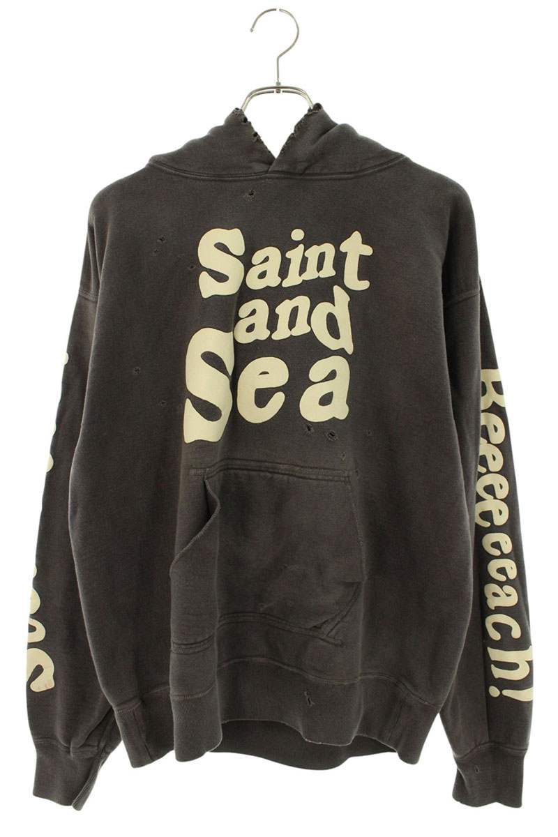 仙マイケル SAINT MICHAEL ×ウィンダンシー WIND AND SEA 大きさ:L  SM-A21-0000-066 ヴィンテージ産業ティーシャツパーカー(うす暗い薄墨色)【016062】【SB01】【メンズ】【中古】bb356#rinkan*B