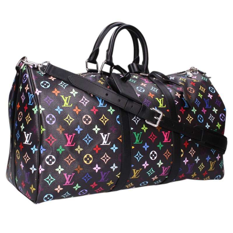 ルイヴィトン LOUISVUITTON ×村上隆 MURAKAMITAKASHI 大きさ:50  M13745 キーポル バンドリエール 50 LV×TMマルチカラーモノグラムボストンバッグ(黒いこと×マルチ色つや)【906062】【GZ14】【小物】【中古】bb384#rinkan*C