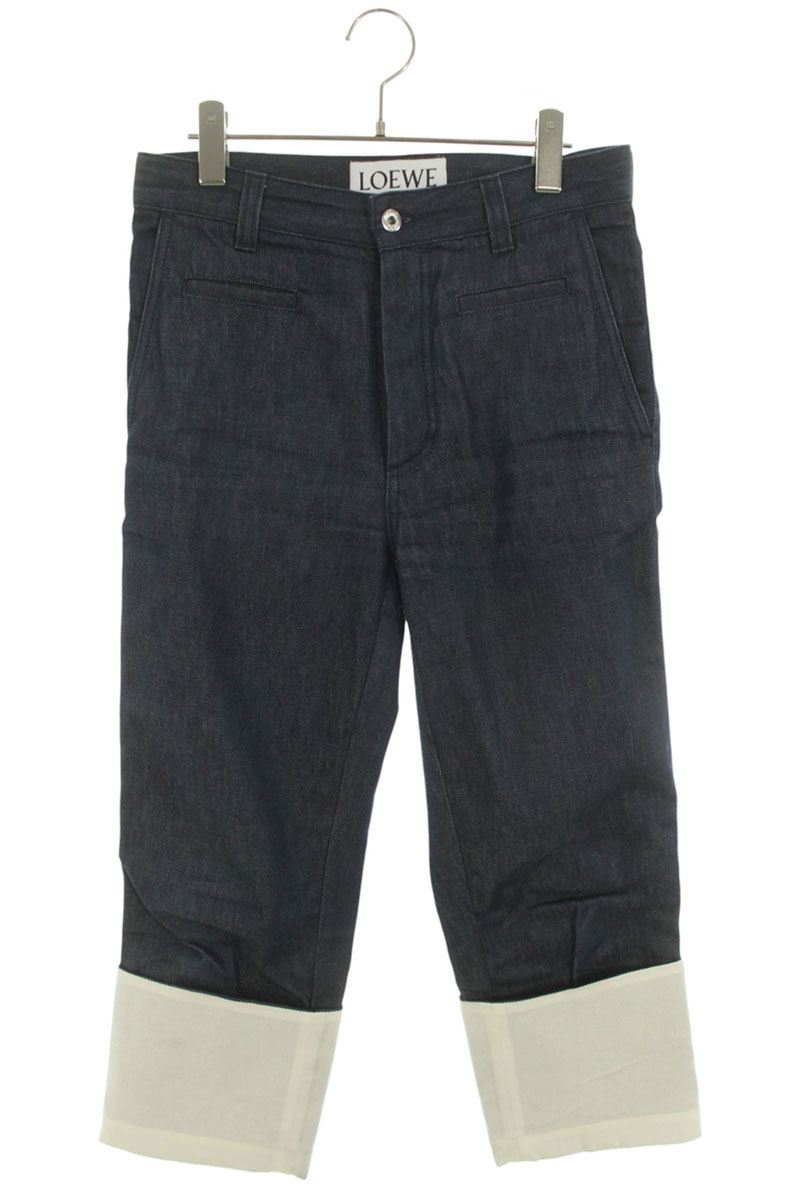 ロエベ LOEWE　サイズ:34 S359Y11XAT フィッシャーマンデニムパンツ(インディゴ&times;ホワイト)【216062】【BS99】【レディース】【中古】bb502#rinkan*B｜RINKAN