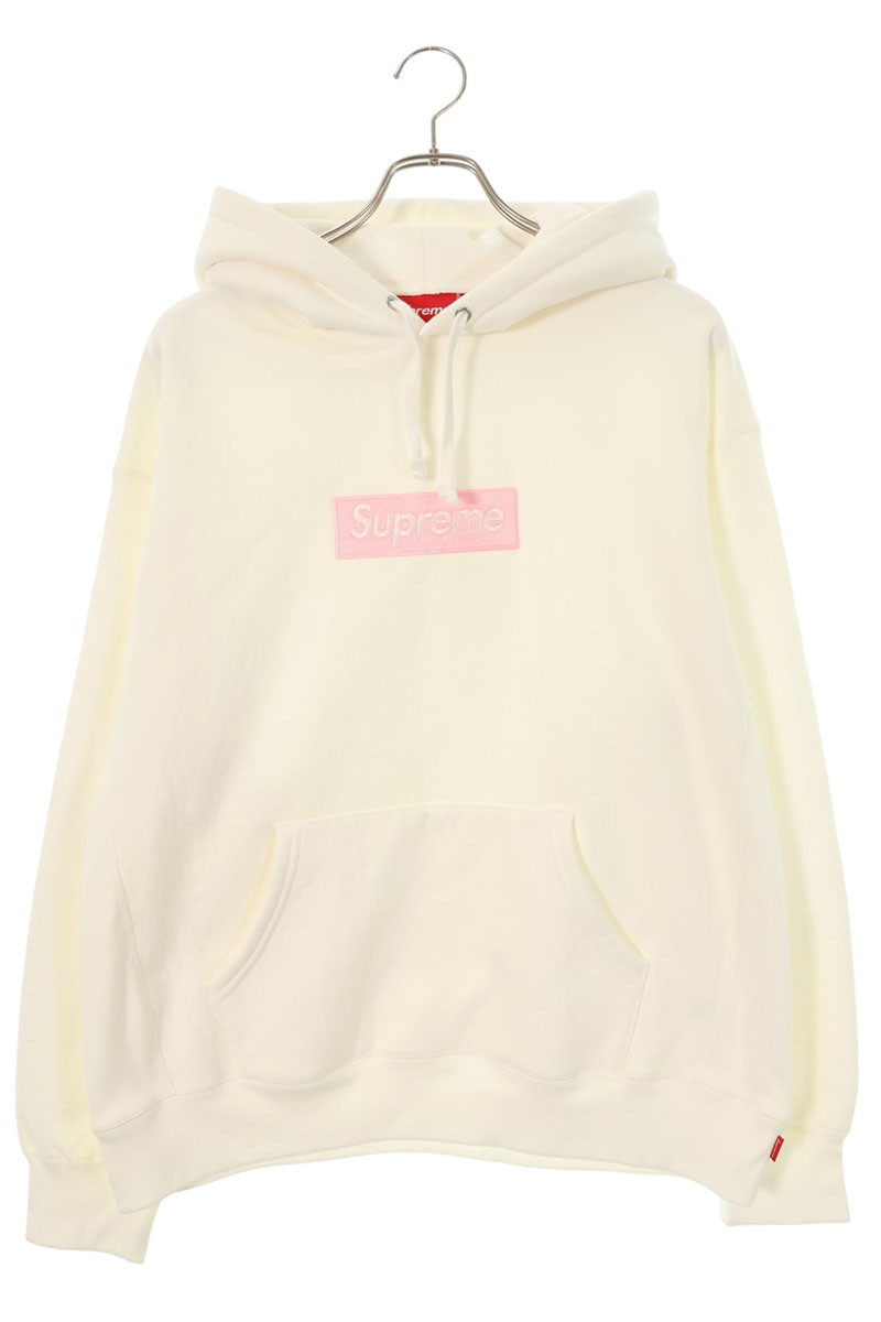 シュプリーム SUPREME　サイズ:L 25AW Box Logo Hooded Sweatshirt ボックスロゴフーデッドスウェットシャツパーカー(ホワイト&times;ピンク)【216062】【OM10】【メンズ】【中古】bb205#rinkan*A ｜RINKAN