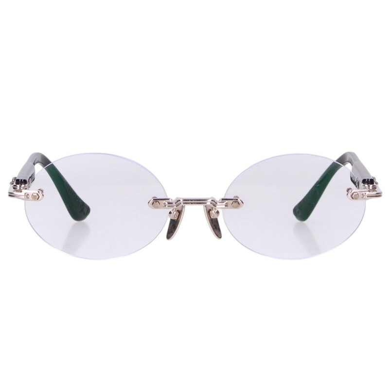 クロムハーツ Chrome Hearts サイズ:51□21-146 DEEP III サイドフローラルクロステンプルリムレスサングラス 眼鏡((フレーム)ブラック×シルバー)【216062】【GZ11】【小物】【中古】bb33#rinkan*B |RINKAN