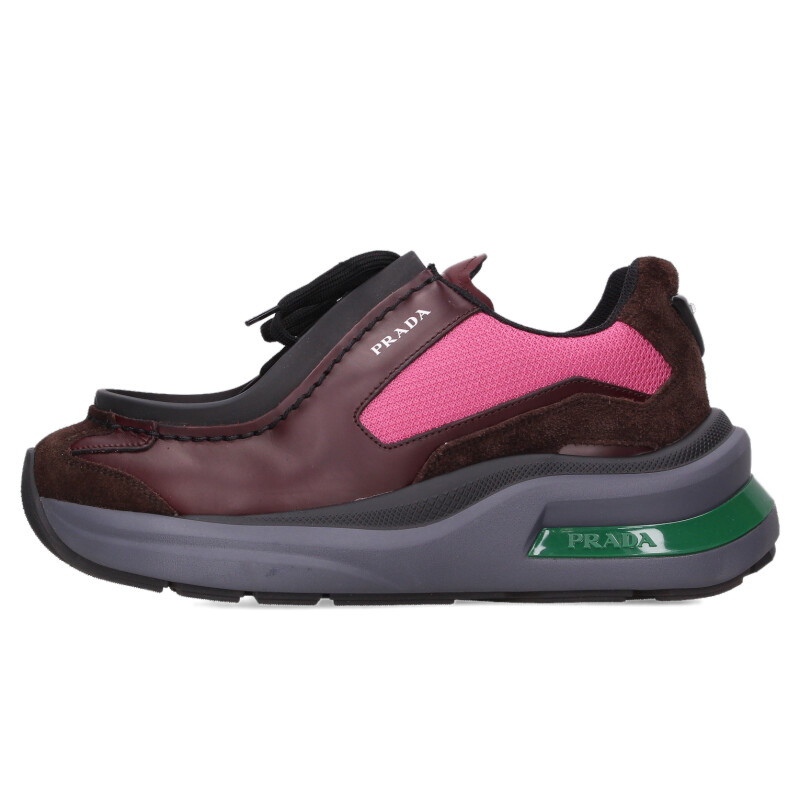 プラダ PRADA サイズ:5.5 2EG424 システム ローカットスニーカー(ブラウン×ピンク×グレー)【216062】【SB01】【メンズ】【小物】【中古】bb334#rinkan*B|RINKAN