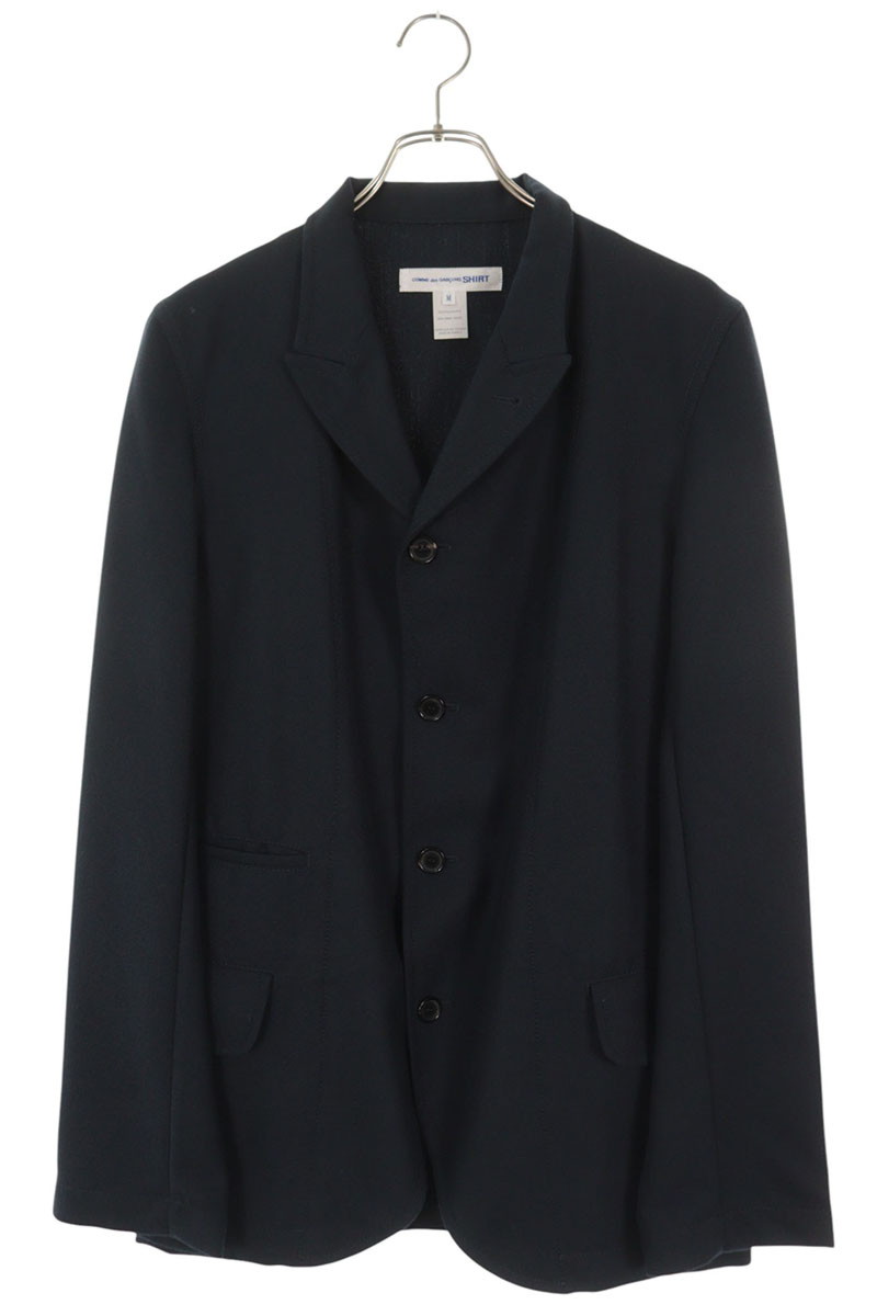 コムデギャルソンシャツ COMME des GARCONS SHIRT　サイズ:M S28167 ポリエステル混ウールギャバジンテーラードジャケット(ネイビー)【616062】【BS99】【メンズ】【中古】bb334#rinkan*B｜RINKAN