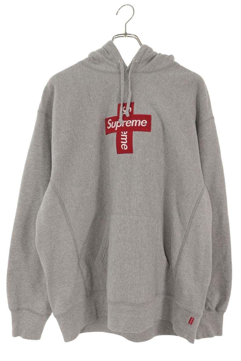 シュプリーム SUPREME サイズ:L Cross Box Logo Hooded Sweatshirt クロスボックスロゴフーデッドスウェットシャツパーカー(グレー)【516062】【SB01】【メンズ】【中古】bb297#rinkan*B |RINKAN