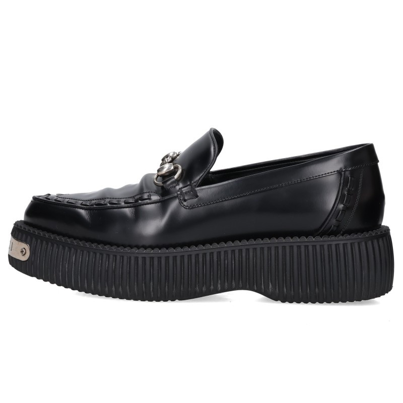 グッチ GUCCI　サイズ:6.5 797095 ホースビット クリーパーローファー(ブラック)【726062】【BS99】【メンズ】【小物】【中古】bb459#rinkan*C｜RINKAN