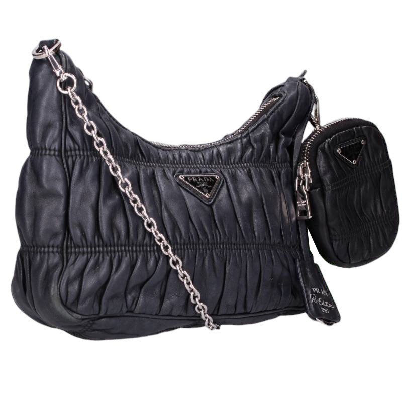 プラダ PRADA Re-Edithion 2005 2WAYレザーショルダーバッグ(ブラック)【926062】【BS99】【小物】【中古】bb428#rinkan*C|RINKAN