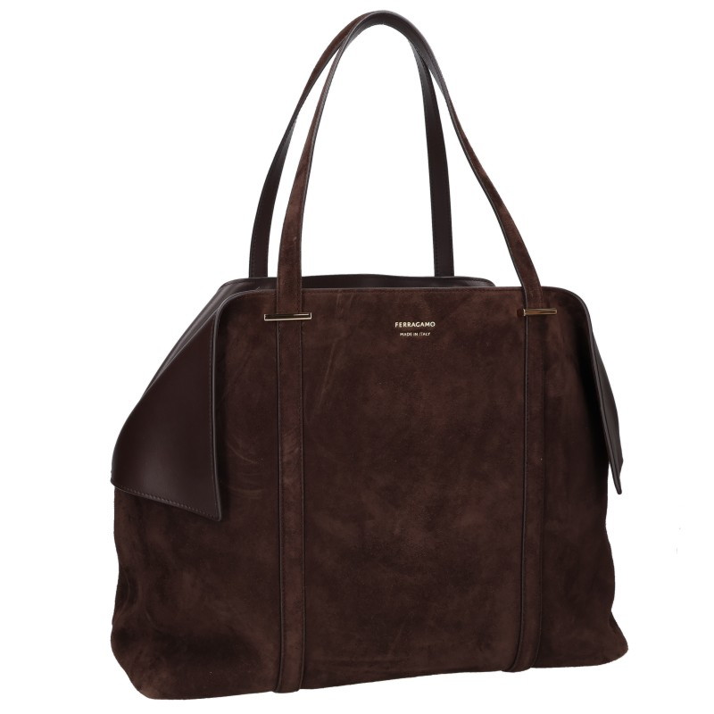 サルバトーレフェラガモ Salvatore Ferragamo　 スエードレザートートバッグ(ブラウン)【107062】【BS99】【小物】【中古】bb310#rinkan*A｜RINKAN