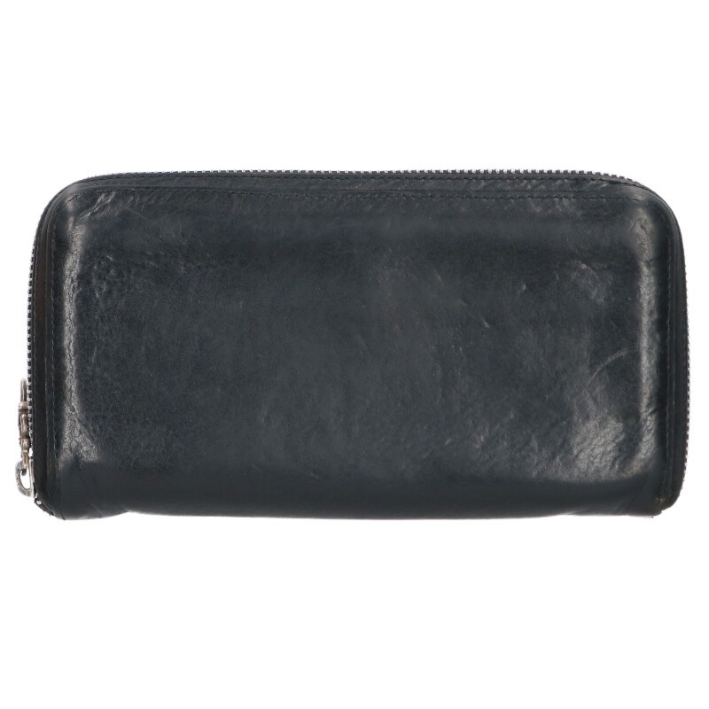 クロムハーツ Chrome Hearts　 REC F ZIP PLANE ラウンドジップレザーウォレット長財布(ブラック)【816062】【OK15】【小物】【中古】bb297#rinkan*B ｜RINKAN
