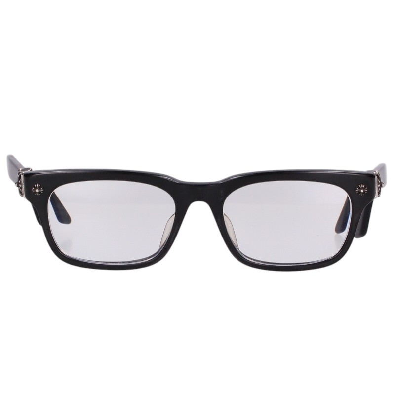 クロムハーツ Chrome Hearts　サイズ:54□19-149 VAGILANTE CHプラステンプルウェリントン眼鏡((フレーム)ブラック&times;シルバー)【816062】【SJ02】【小物】【中古】bb412#rinkan*B ｜RINKAN