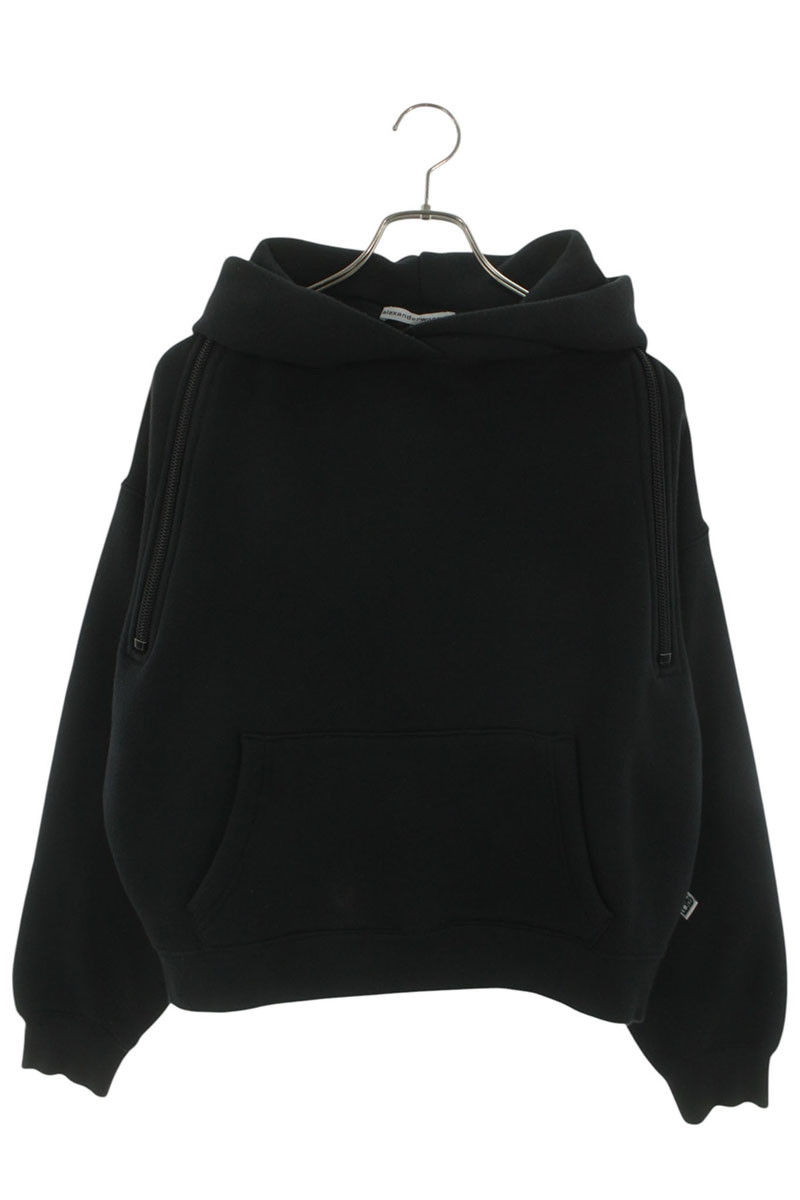 アレキサンダーワン ALEXANDER WANG サイズ:XS ジップデザインプルオーバーパーカー(ブラック)【107062】【BS99】【レディース】【中古】bb455#rinkan*B|RINKAN