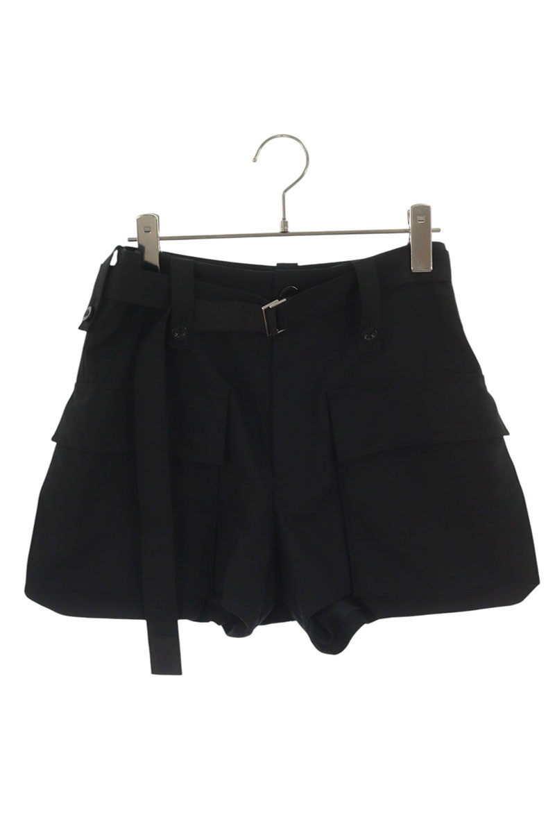 サカイ Sacai　サイズ:1 suiting shorts SCW-222 カーゴショートパンツ(ブラック)【126062】【BS99】【レディース】【中古】bb334#rinkan*B｜RINKAN