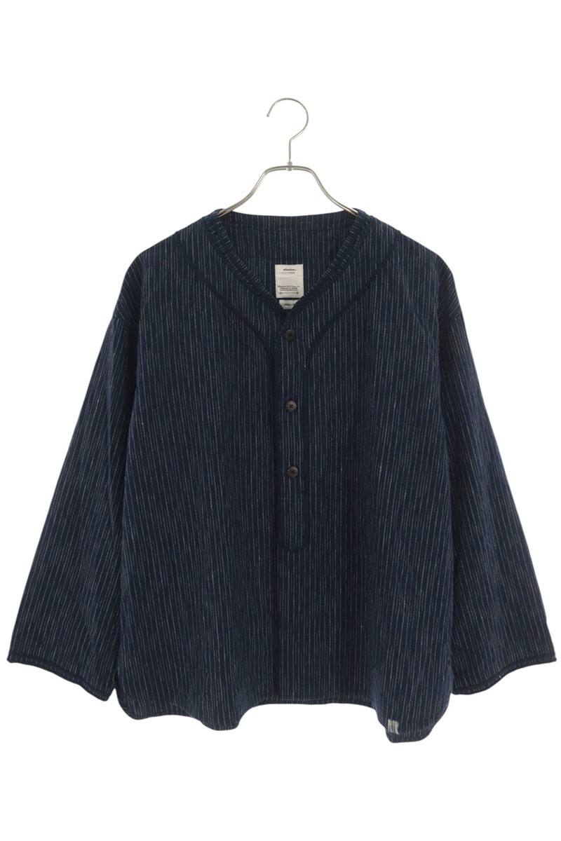 ビズビム VISVIM　サイズ:2 123105011011 ストライプ ベースボール長袖シャツ(ネイビー)【226062】【BS99】【メンズ】【中古】bb94#rinkan*B｜RINKAN