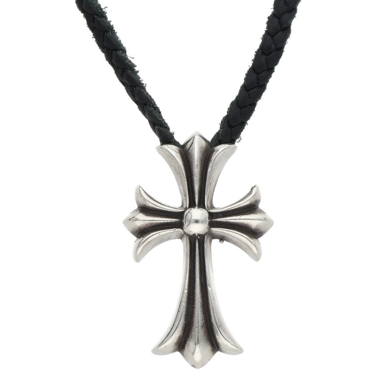 クロムハーツ Chrome Hearts CH CRS SML BC スモールCHクロスボロチップ Wボロチップ シルバーネックレス(ブラック×シルバー 総重量35.59g)【107062】【NO05】【小物】【中古】bb409#rinkan*B|RINKAN
