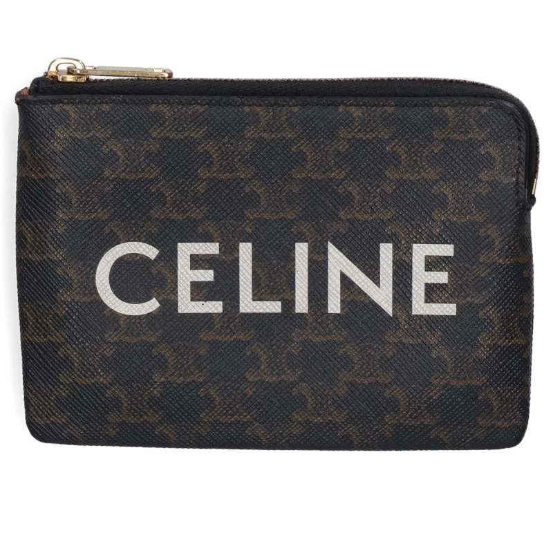 セリーヌ CELINE ロゴプリントトリオンフコインケース(ブラウン)【207062】【BS99】【小物】【中古】bb297#rinkan*B|RINKAN