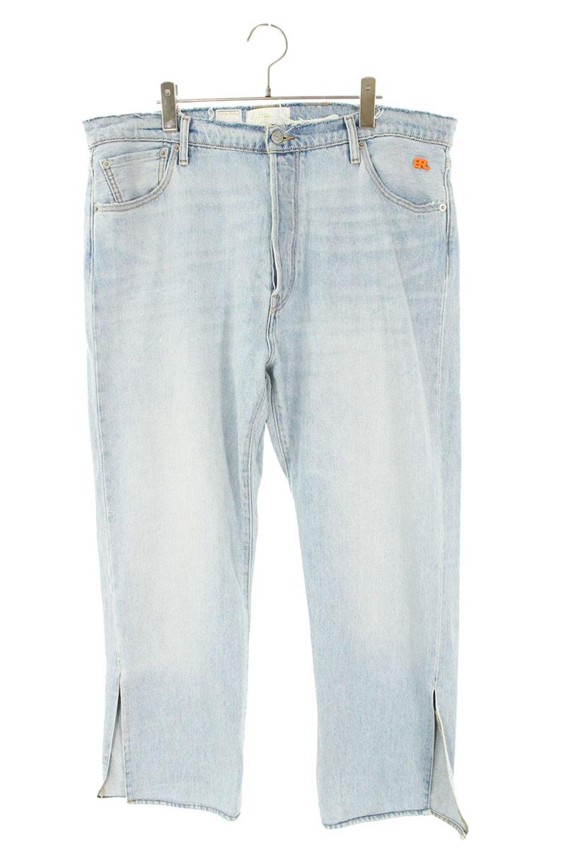 リーバイス LEVI'S　&times;イーアールエル ERL サイズ:36インチ 裾スリットデニムパンツ(ライトブルー)【226062】【BS99】【メンズ】【中古】bb187#rinkan*B｜RINKAN