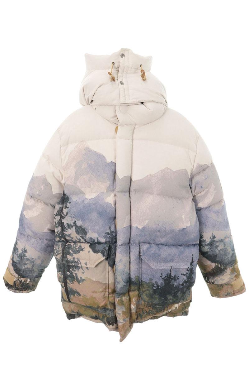 グッチ GUCCI ×ノースフェイス THE NORTH FACE サイズ:M 670606 XAADI トレイルプリント フーデッドダウンジャケット(ホワイト)【107062】【BS99】【メンズ】【中古】bb33#rinkan*A|RINKAN