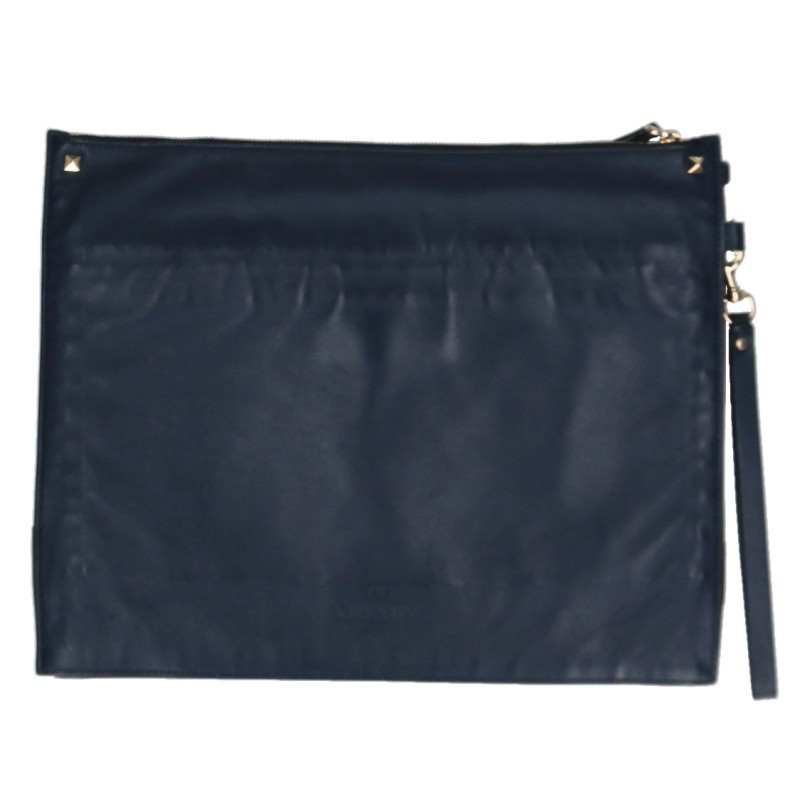 ヴァレンティノ VALENTINO　 ロックスタッズカモ柄レザークラッチバッグ(ネイビー)【407062】【BS99】【小物】【中古】bb162#rinkan*B｜RINKAN