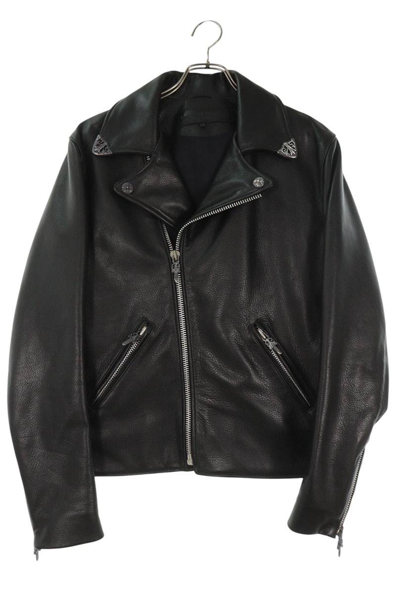 クロムハーツ Chrome Hearts　サイズ:S BASIC MOTO ベーシックモト ダガージップライダースレザージャケット(ブラック&times;シルバー)【426062】【OK15】【メンズ】【中古】bb379#rinkan*B ｜RINKAN