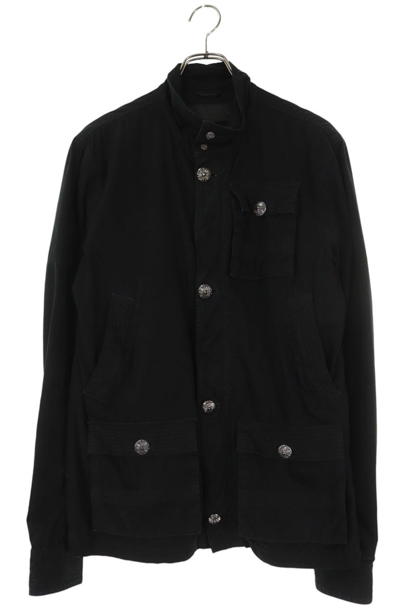クロムハーツ Chrome Hearts サイズ:S CHERRY BOMB チェリーボム クロスボールボタンミリタリーブルゾン(ブラック×シルバー)【326062】【SS07】【メンズ】【中古】bb379#rinkan*B |RINKAN