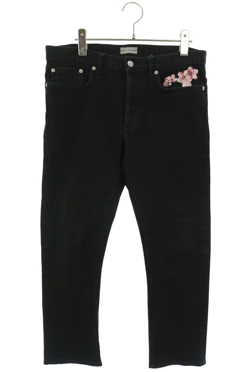 ディオール DIOR サイズ:30インチ 933DS00N4209 桜刺繍スリムデニムパンツ(ブラック)【726062】【OM10】【メンズ】【中古】bb87#rinkan*C |RINKAN