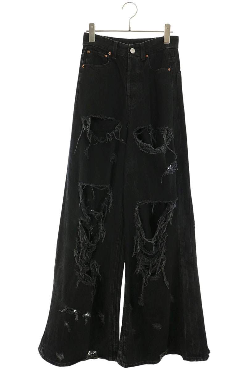 ヴェトモン VETEMENTS サイズ:24 UE54PA240B デトロイバギーデニムパンツ(ブラック)【526062】【SS13】【メンズ】【中古】bb420#rinkan*B|RINKAN