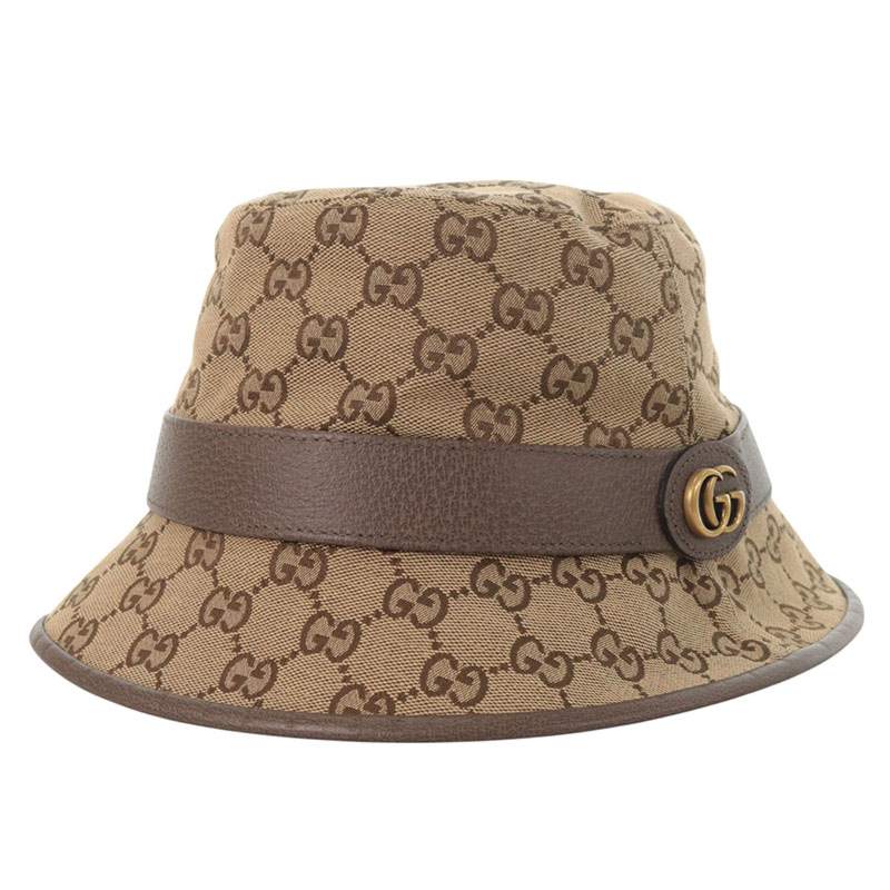 グッチ GUCCI サイズ:L 576587 4HG62 GGキャンバスフェドラハット(ブラウン調)【307062】【BS99】【小物】【中古】bb14#rinkan*B|RINKAN