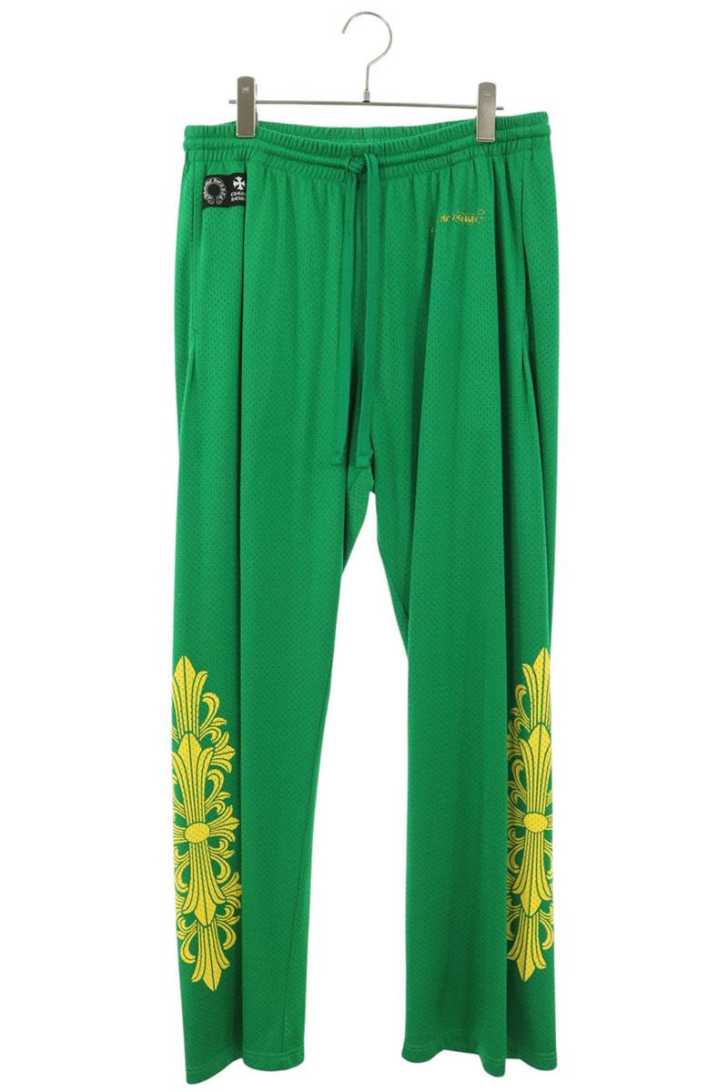 クロムハーツ Chrome Hearts サイズ:XL MESH VARSITY PANTS CHプリントメッシュロングパンツ(グリーン×イエロー)【826062】【GZ11】【メンズ】【中古】bb437#rinkan*B|RINKAN