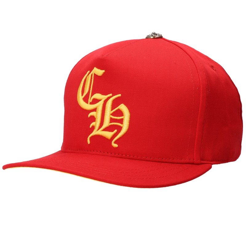 クロムハーツ Chrome Hearts サイズ:ONE SIZE CH HAT CH刺繍ベースボール帽子(レッド×イエロー×シルバー)【626062】【GZ11】【小物】【中古】bb437#rinkan*S|RINKAN