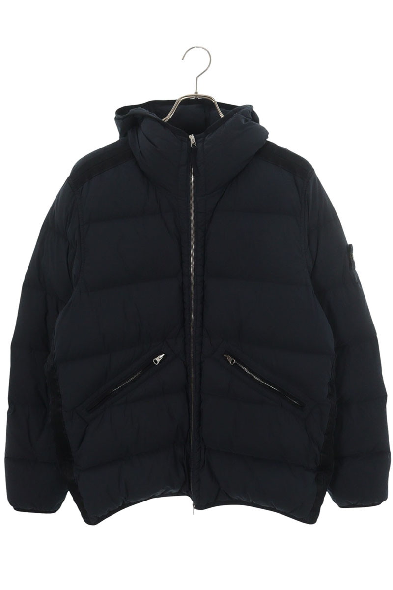 ストーンアイランド STONEISLAND サイズ:M GARMENT DYED 811543128 ジップアップナイロンフーデッドダウンジャケット(ネイビー)【826062】【BS99】【メンズ】【中古】bb428#rinkan*B|RINKAN
