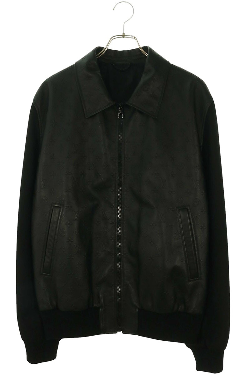 ルイヴィトン LOUISVUITTON　サイズ:50 22AW RM222Q ZDA HML40E 袖ウール切替モノグラムレザージャケット(ブラック)【826062】【SS13】【メンズ】【中古】bb51#rinkan*B｜RINKAN