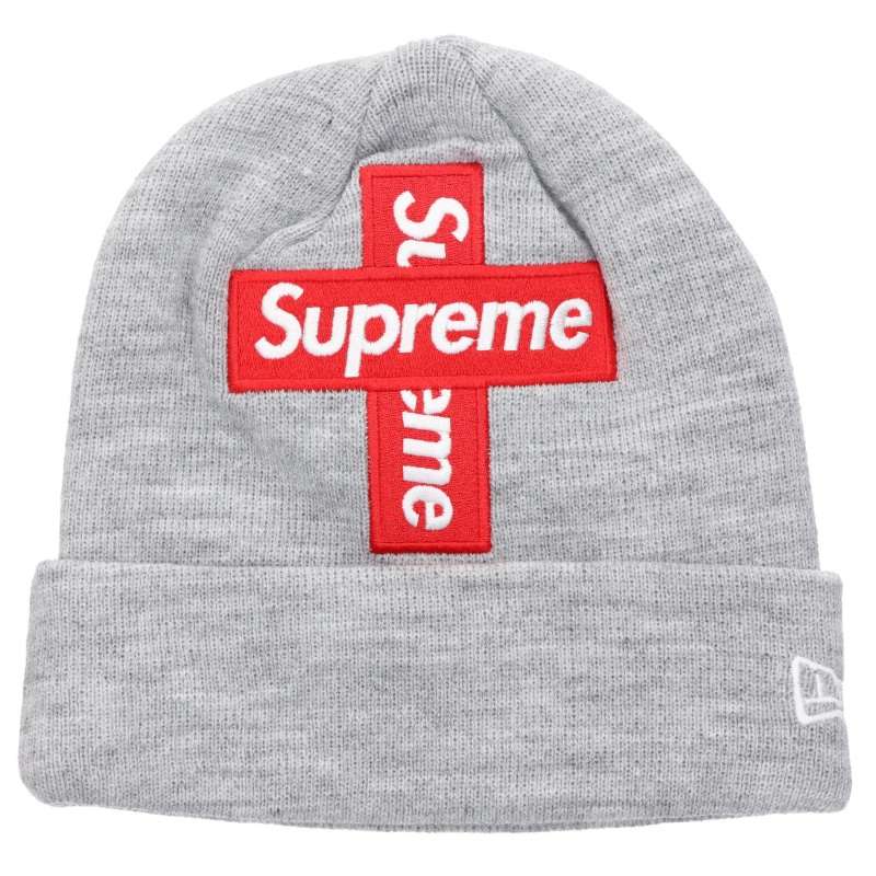 シュプリーム SUPREME　&times;ニューエラ New Era Cross Box Logo Beanie クロスボックスロゴビーニー(グレー&times;レッド)【807062】【BS99】【小物】【中古】bb334#rinkan*B｜RINKAN